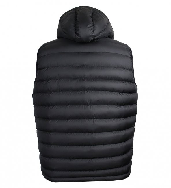 Erkek Büyük Beden Kapşonlu Kışlık Yelek Dekons Siyah - 3