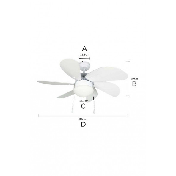 Vanti KCF281 60W 30 inç Beyaz 6 Kanatlı Işıklı İpli Tavan Vantilatörü - 2