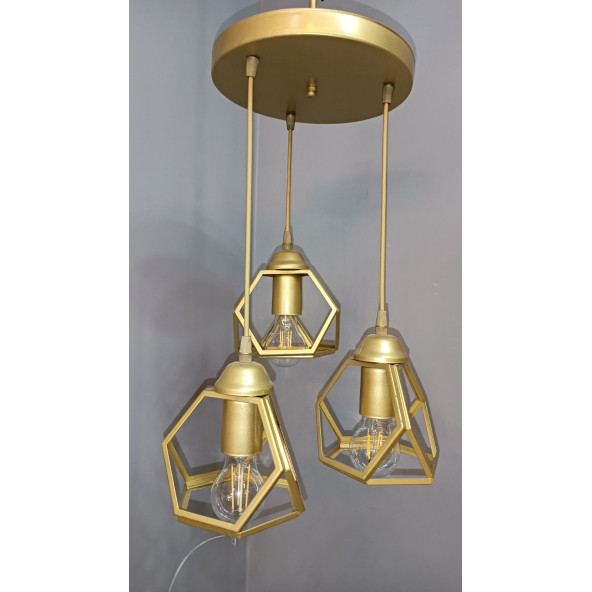 GOLD PRİZMA SARKIT AVİZE 3'LÜ - 3