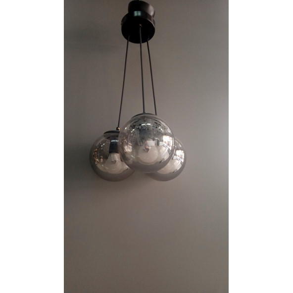 3'LÜ SİYAH GLOB CAMLI SARKIT AVİZE - 2