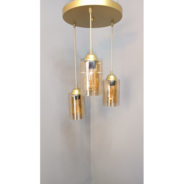 3'LÜ GOLD BORU CAMLI SARKIT AVİZE