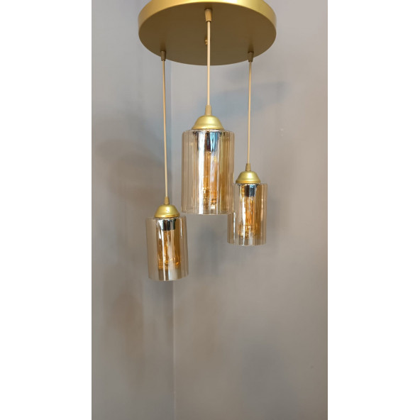3'LÜ GOLD BORU CAMLI SARKIT AVİZE - 2