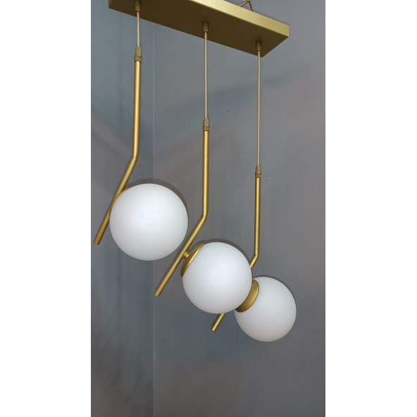 GOLD BEYAZ CAMLI SARKIT AVİZE 3'LÜ