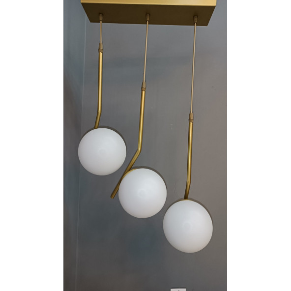 GOLD BEYAZ CAMLI SARKIT AVİZE 3'LÜ - 2