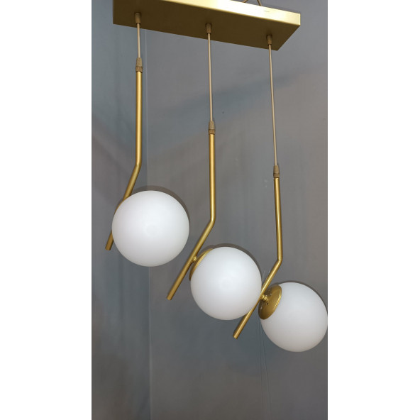 GOLD BEYAZ CAMLI SARKIT AVİZE 3'LÜ - 4