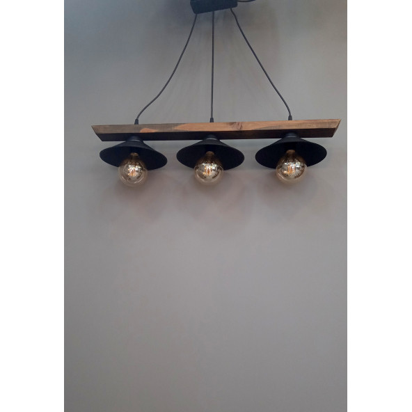 AHŞAP 3'LÜ ŞAPKALI AVİZE