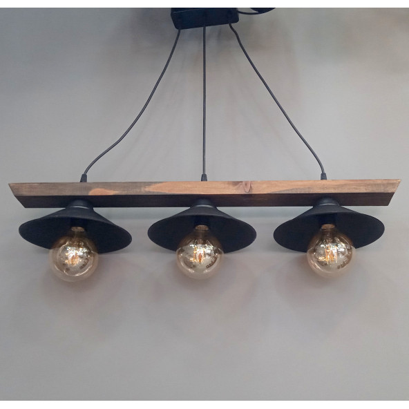 AHŞAP 3'LÜ ŞAPKALI AVİZE - 2