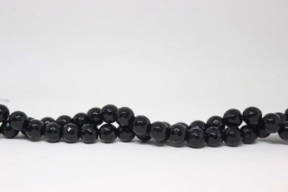 Onix (Oniks) Taşı Faset Kesim Parlak YARIM Dizi 12mm (18cm uzunluğundadır) - Resim 3