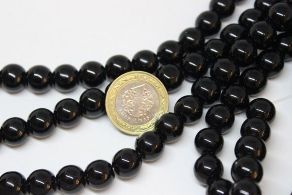 Onix (Oniks) Taşı Parlak YARIM Dizi 12mm (18cm uzunluğundadır) - Resim 2