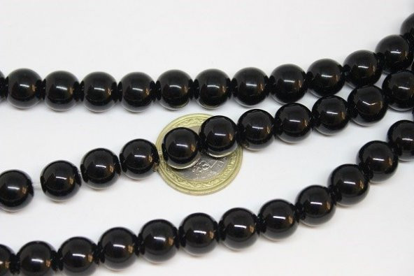 Onix (Oniks) Taşı Parlak YARIM Dizi 12mm (18cm uzunluğundadır) - Resim 3