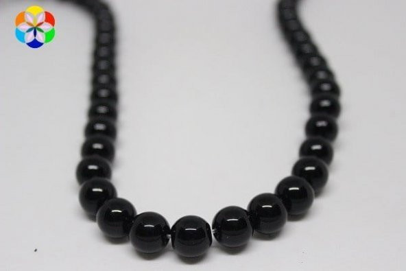 Onix (Oniks) Taşı Parlak YARIM Dizi 10mm (18cm uzunluğundadır) - Resim 2