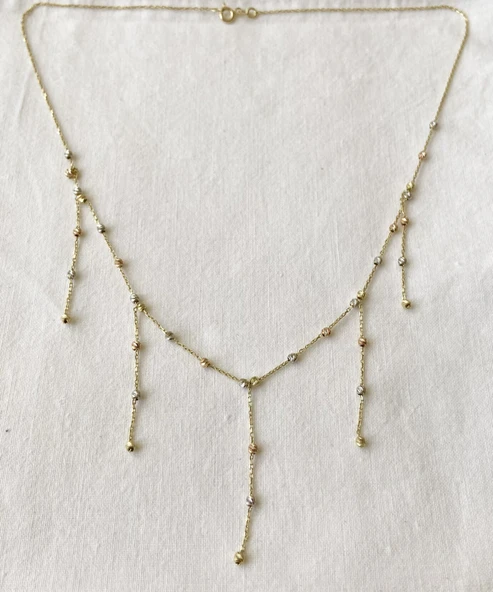 Dorika Toplu İtalyan Altın Kolye - Resim 1