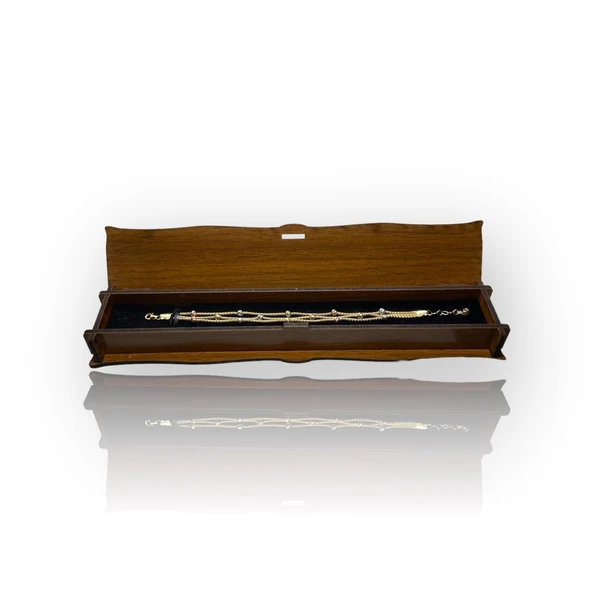 Üç Sıra Renkli Toplu Altın Bileklik - Resim 2