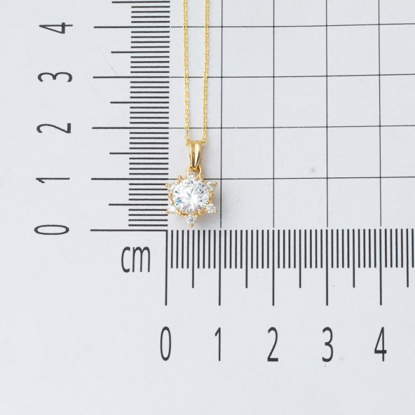 14 Ayar Hanımeli Tek Taş Altın Kolye - Resim 5