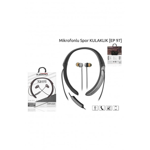 EP97 Kablosuz Bluetooth Kulaklık Wireless Stereo Mikrofon Boyun Askılı Deri Sporcu Super Bass - 3