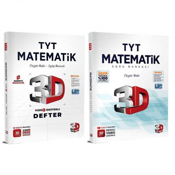 3D Yayınları TYT Matematik Video Ders Defter ve Soru Bankası 2 Kitap Set