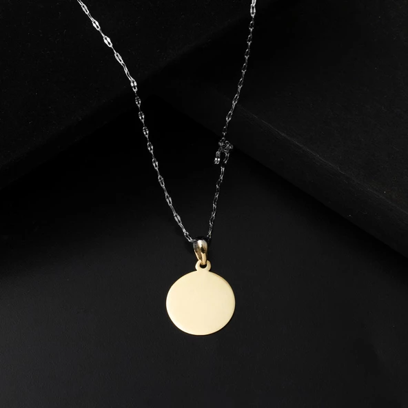 1.5 cm Çaplı 14 Ayar Altın Plaka Kolye Ucu - Resim 4