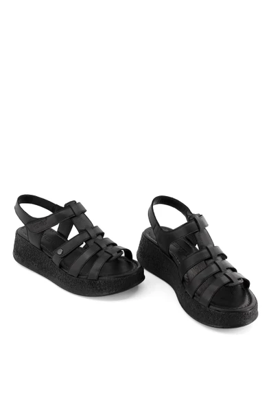 VENÜS 23023213Y DOLGU TOPUK CIRTLI DERİ KADIN SANDALET - 9