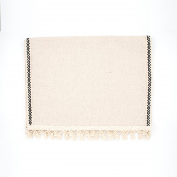 NDC Home Ham Keten Ponponlu 50 x 150 cm. Krem Runner. - 2