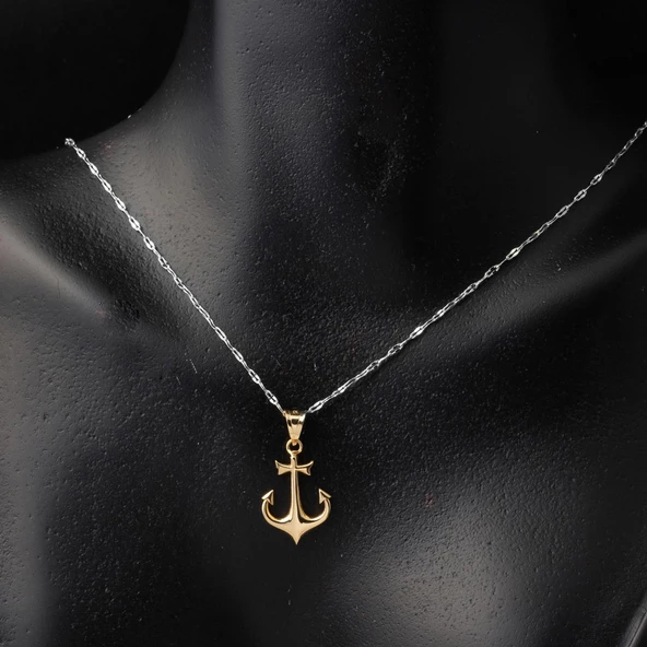 Deniz Çapası 14 Ayar Altın Kolye Ucu - Resim 2