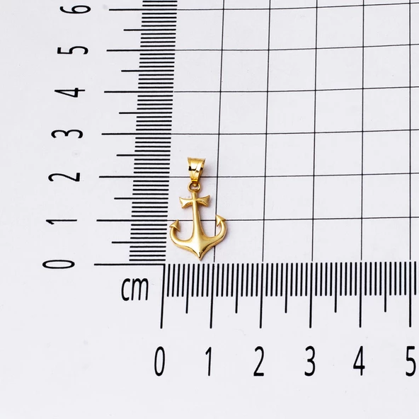 Deniz Çapası 14 Ayar Altın Kolye - Resim 5