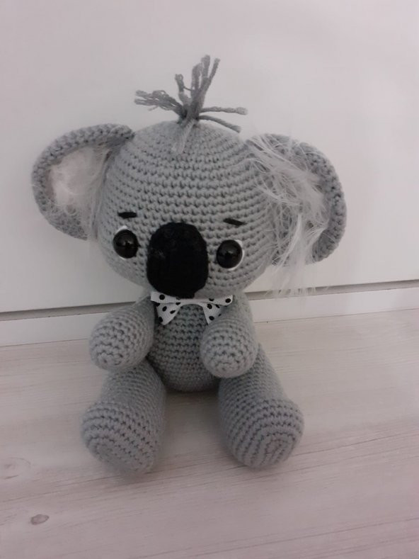 Papyonlu Koala Amigurumi Organik Oyuncak - Resim 2