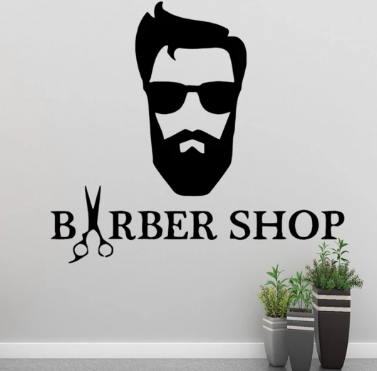 Erkek Berber Dükkanı Dekorasyonu İçin Dekoratif Sticker Çıkartma