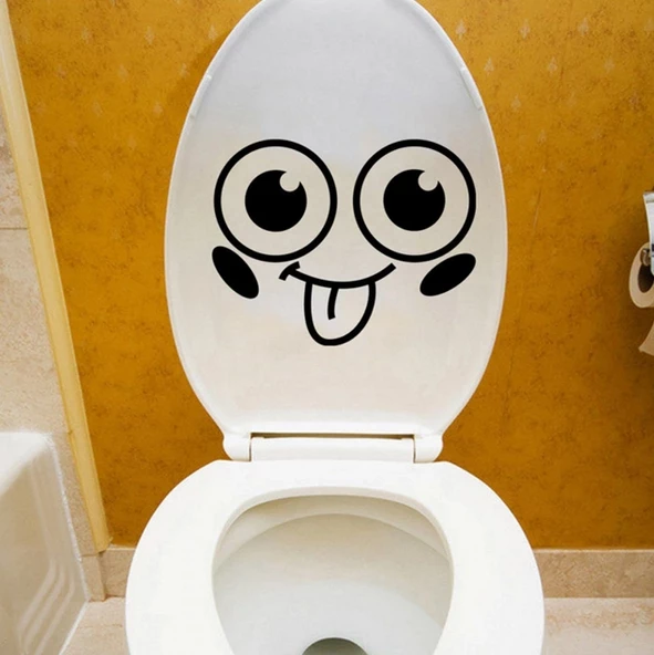 Wc Tuvalet Klozet Dekorasyonu İçin Dekoratif Dil Çıkaran Surat Sticker Çıkartma
