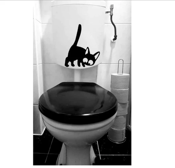 Wc Tuvalet Klozet Dekorasyonu İçin Dekoratif Yavru Kedi Gizli Sticker Çıkartma