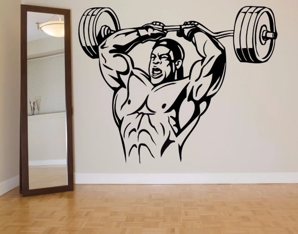 Spor Odası Ev Dekorasyonu İçin Dekoratif Halter Sticker Çıkartma