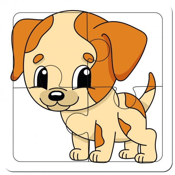 Sevimli Köpek İlk Puzzlem Çocuklar İçin Eğitici-Öğretici Ahşap Oyuncak 4 Parça