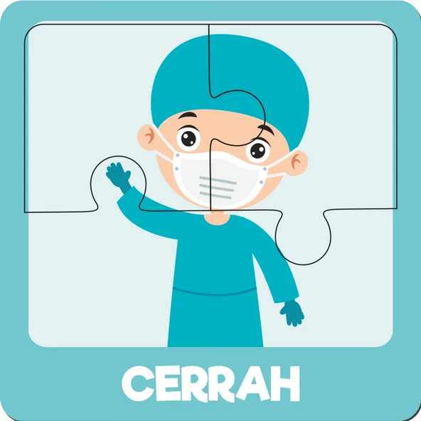 Cerrah Doktor İlk Puzzlem Çocuklar İçin Eğitici-Öğretici Ahşap Oyuncak 3 Parça