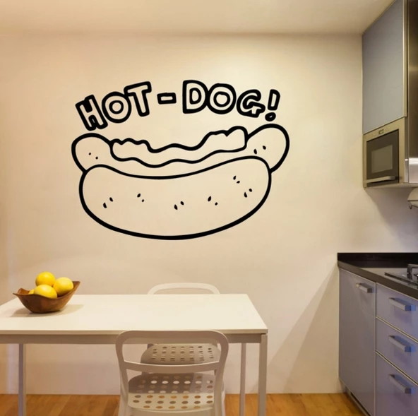 Hotdog Sandviç Fastfood Dükkanı İçin Dekorasyonu İçin Dekoratif Sticker Çıkartma