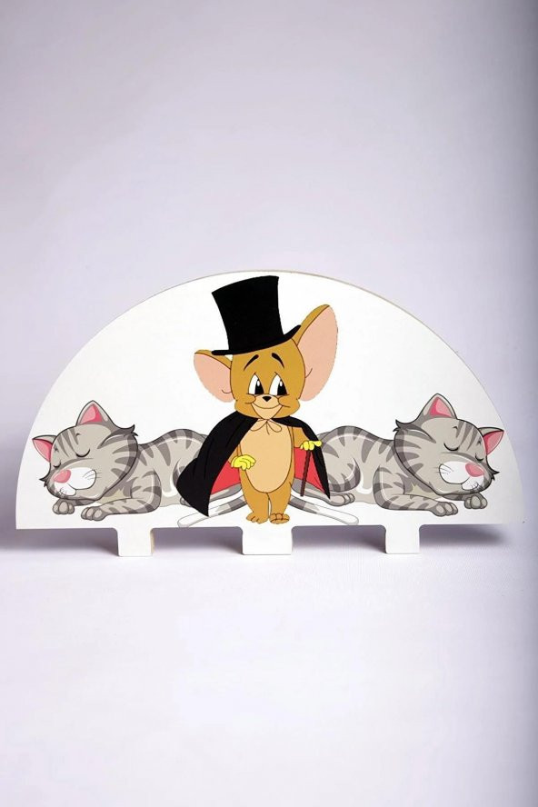 Tom ve Jerry Kedi Baskılı Mama Kabı Ahşap Köpek Mama Su Kabı - 7
