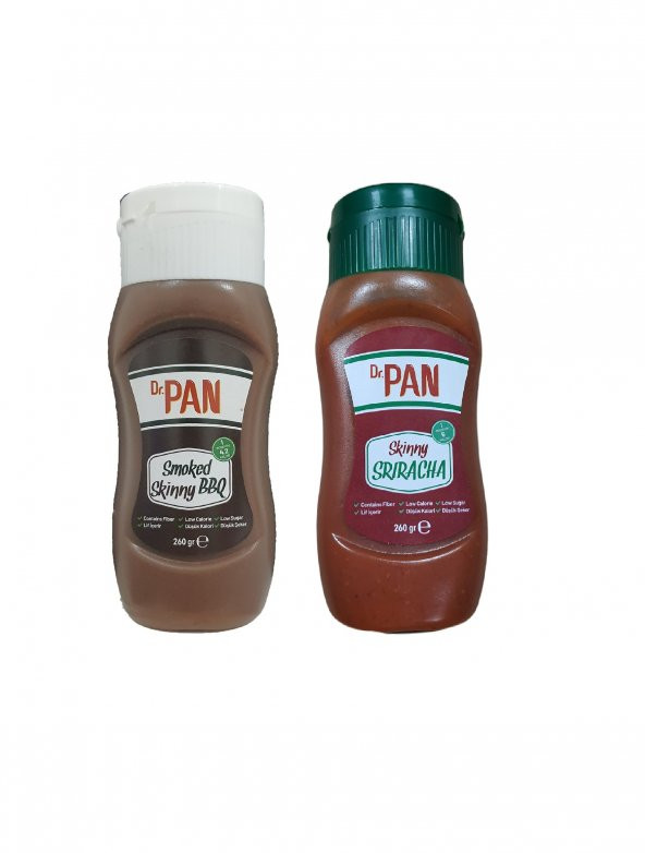 Dr. Pan 2li Şekersiz Sos Paketi BBQ ve Sriracha Sosu 260 gr X 2 Adet Şekeriz Düşük Kalorili