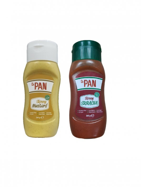 Dr. Pan 2li Şekersiz Sos Paketi Hardal ve Sriracha Sosu 260 gr X 2 Adet Şekeriz Düşük Kalorili