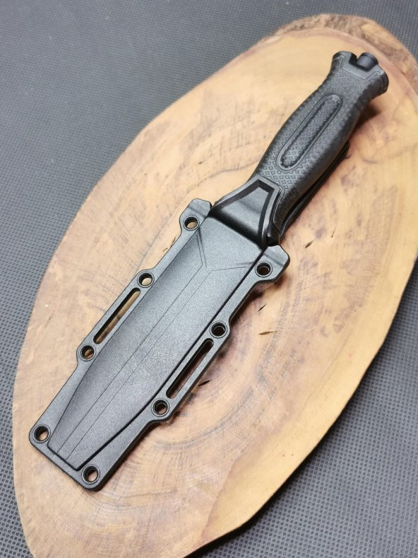 BİL-TEK SHOP Outdoor 24 cm Sert Kılıflı Siyah Testere Ağızlı Yeni Avcı Bıçağı Paslanmaz Çelik