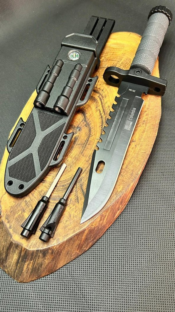 BİL-TEK SHOP Outdoor Kişiye Özel 34 cm Sert Kılıflı Avcı Bıçağı Seti