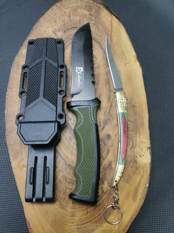 BİL-TEK SHOP Outdoor İsme Özel 23 cm Sert Kılıflı Avcı Bıçağı ve 18 Cm Kılçık Çakı