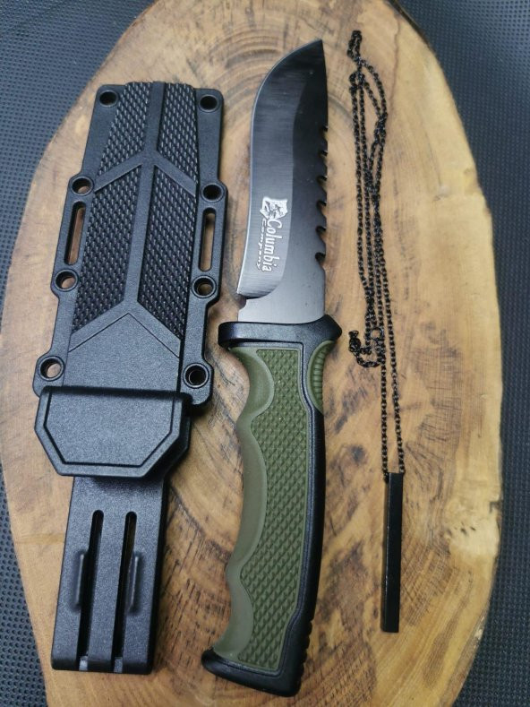 BİL-TEK SHOP Outdoor İsme Özel 23 cm Sert Kılıflı Avcı Bıçağı ve Bar Kolye