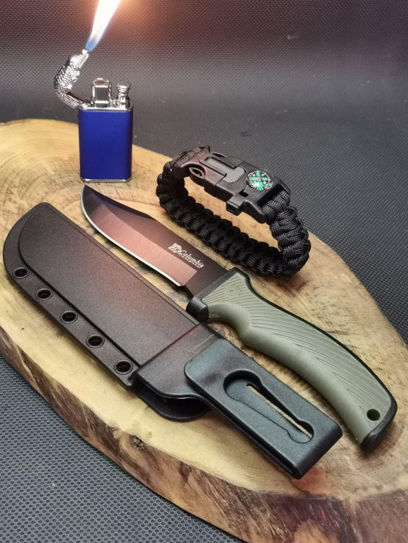 BİL-TEK SHOP Outdoor Kamp Outdoor 21 cm Avcı Bıçağı ve Ejder Çakmak Seti