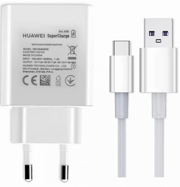 Orjinal Huawei Y5C Super Charge 4A 40W Hızlı Şarj Cihazı ve Micro USB Data Kablosu