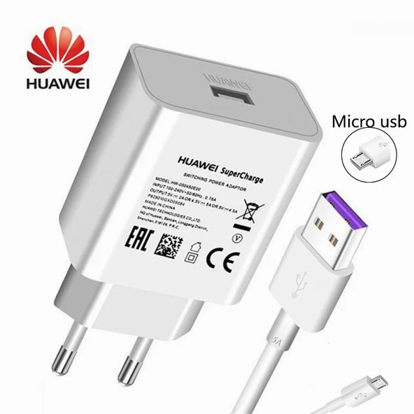Orjinal Huawei Y6 2019 Super Charge 4A 40W Hızlı Şarj Cihazı ve Micro USB Data Kablosu