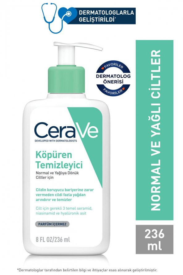 Cerave Foaming Cleanser Normal & Yağlıya Dönük Ciltler İçin 236 ml