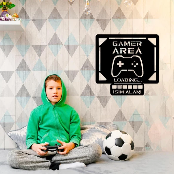 Veraart Işıklı Kişiselleştirilebilir Tablo Gamer Area Dekoratif Gece Lambası 60 cm - 8
