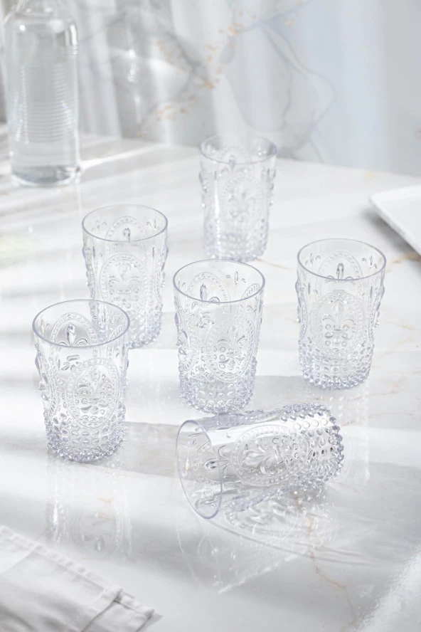 Akrilik Şeffaf 6'lı Kısa Bardak & Su Meşrubat Kahve Yanı Bardağı 400 ml ( Cam Değildir ) - Resim 2