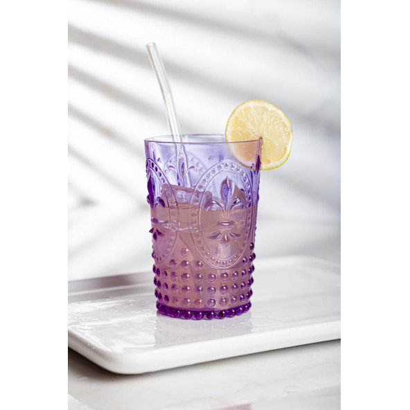 Akrilik Mor 6lı Kısa Bardak & Su Meşrubat Kahve Yanı Bardağı 400 ml ( Cam Değildir ) - 3