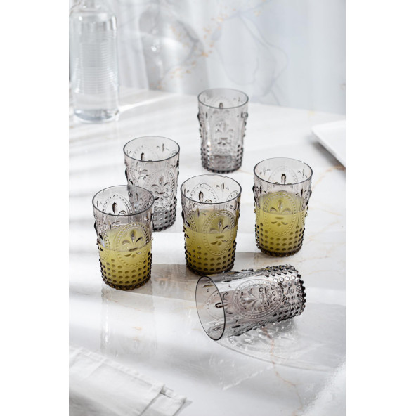 Akrilik Füme 6lı Kısa Bardak & Su Meşrubat Kahve Yanı Bardağı 400 ml ( Cam Değildir ) - 1