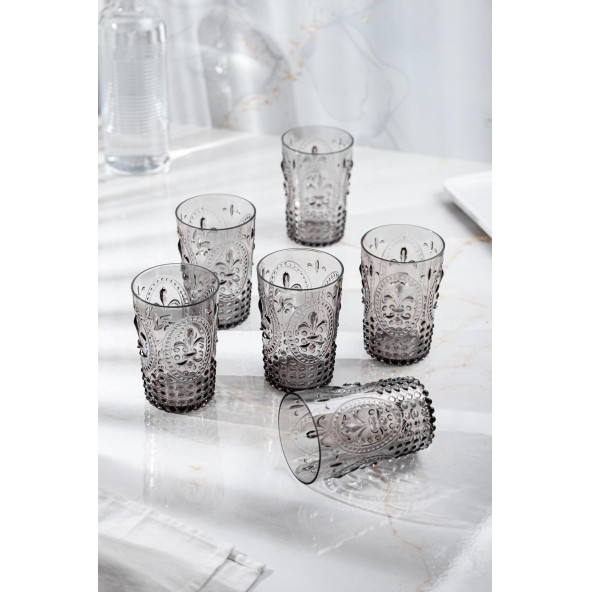 Akrilik Füme 6lı Kısa Bardak & Su Meşrubat Kahve Yanı Bardağı 400 ml ( Cam Değildir ) - 2