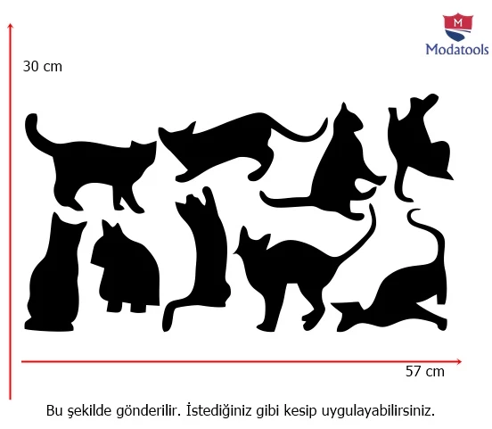 Kedi Sticker Çıkartma Ev Dükkan Tasarımı 9 Parça - 3